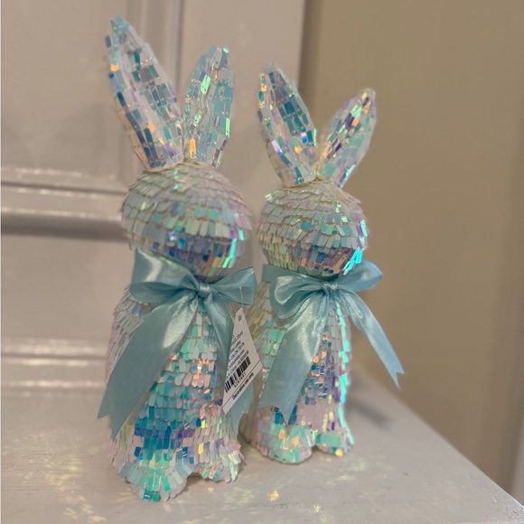 Holographic Sequin Bunny Decor - Set of 2 - NWT - Picture 3 of 16
